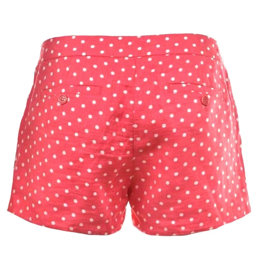 J. Crew Pink & White Polka-dot, Linen & Cotton Blend Shorts, Sz 4/Small. EUC